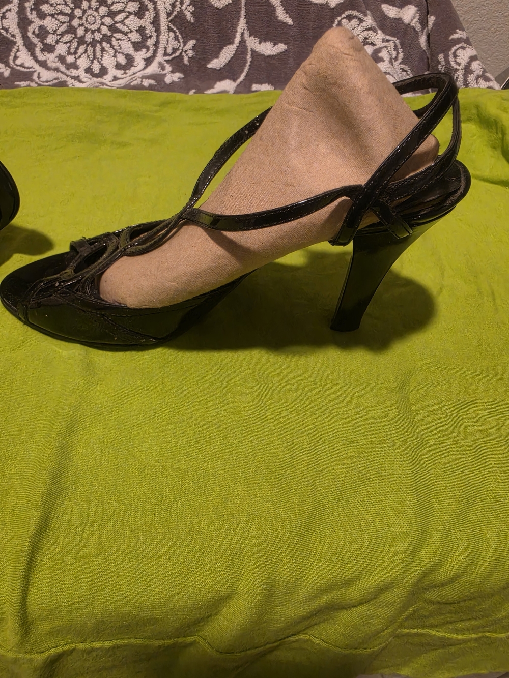 Enzo Angiolini Black Patent Slingback High Heels 7